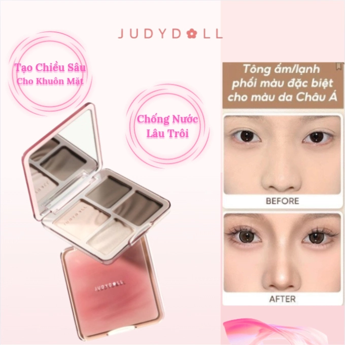 Bảng Highlight Tạo Khối JUDYDOLL 4 Màu Highlight Contour Palette Bắt Sáng Và Tạo Khối Tự Nhiên